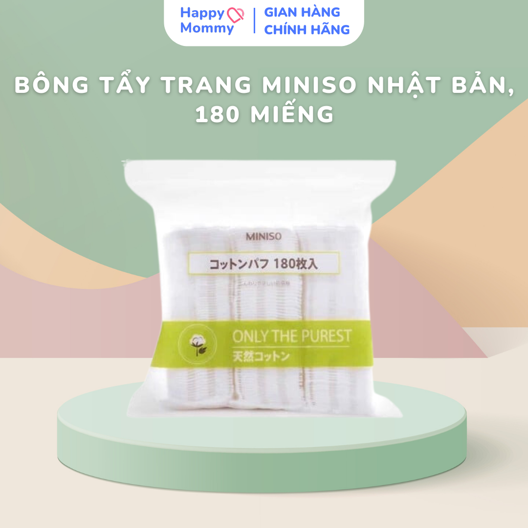 Bông tẩy trang Miniso Nhật Bản, 180 miếng