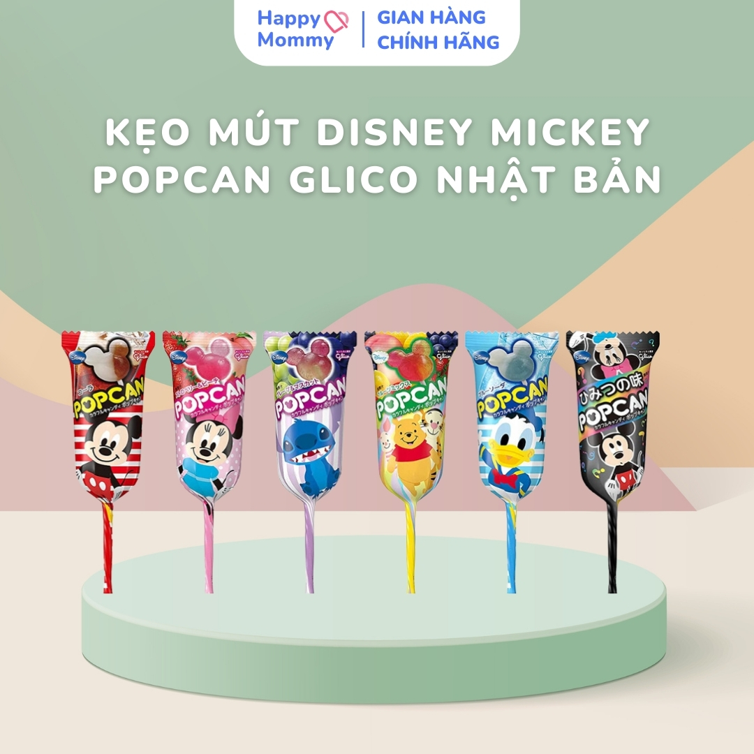 Kẹo Mút Disney Mickey Popcan Glico Nhật Bản 3y+