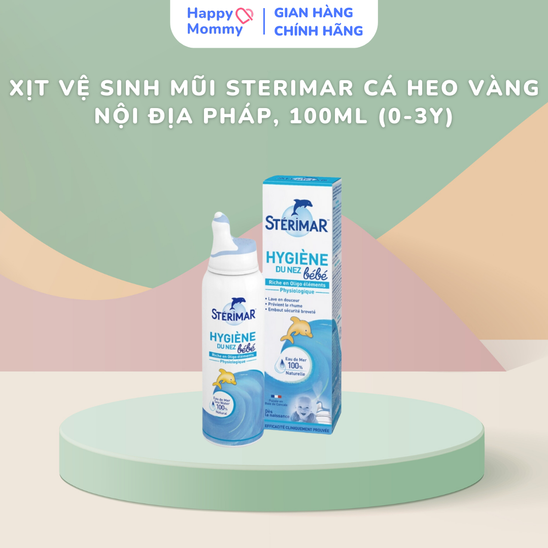Xịt Vệ Sinh Mũi Sterimar Cá Heo Vàng Nội Địa Pháp, 100ml (0-3Y)