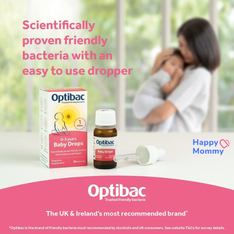 Men Vi Sinh Optibac Baby Drops Anh Màu Hồng Dạng Nhỏ Giọt, 30 Lần (0-3Y)