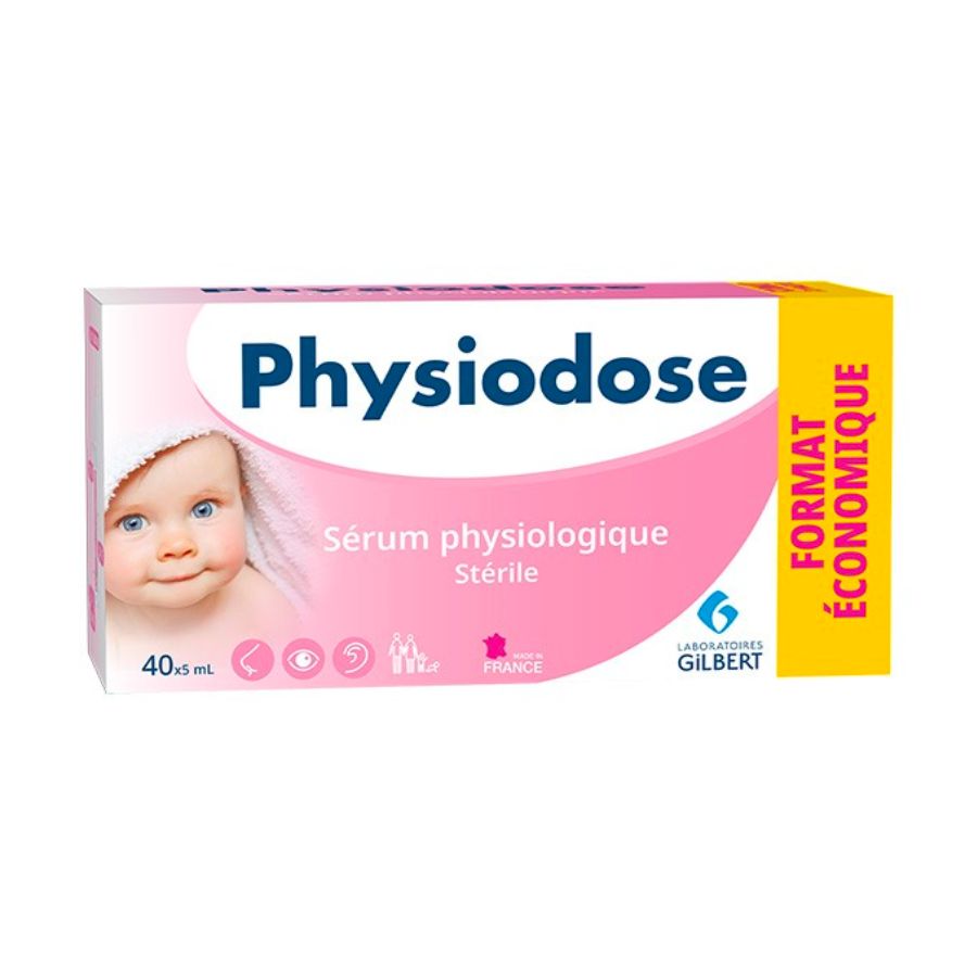 Nước Muối Sinh Lý Physiodose Pháp Màu Hồng, Hộp 40 Ống, 5ml (0M+)
