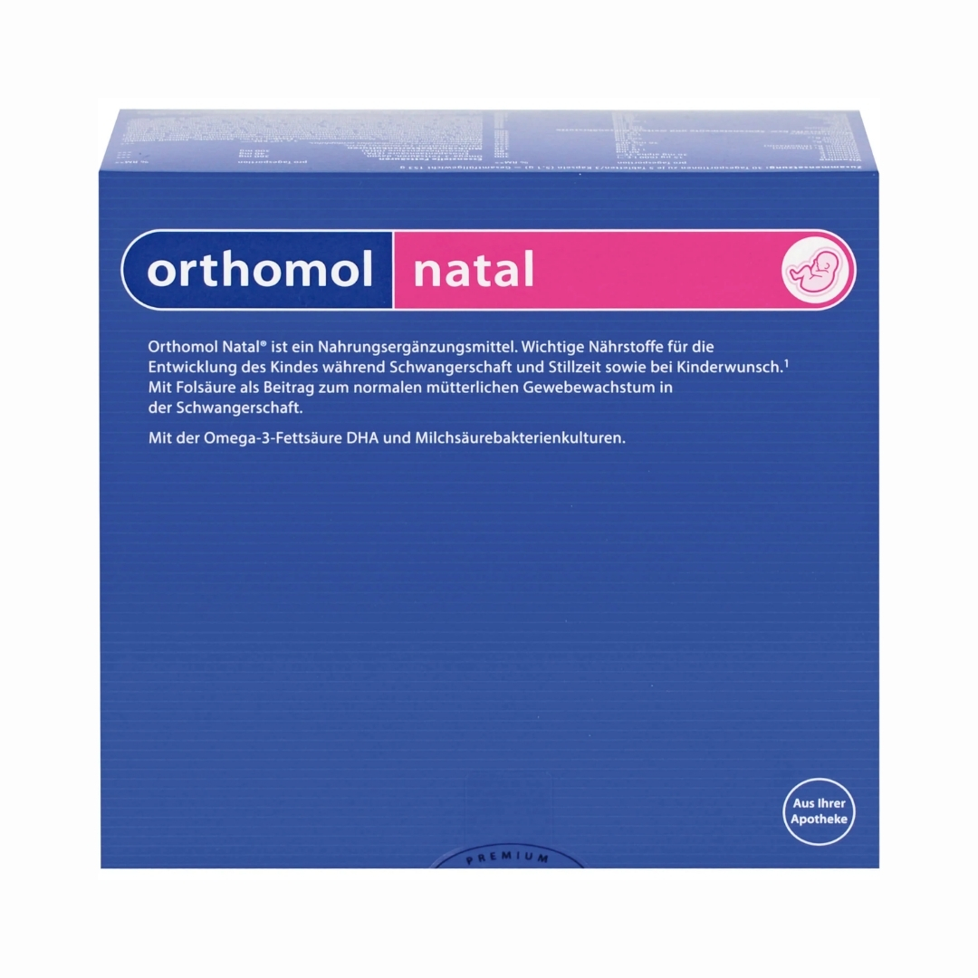 Orthomol Natal Vitamin tổng hợp, DHA và men vi sinh cho mẹ bầu, cho con bú và chuẩn bị mang thai (30 phần)