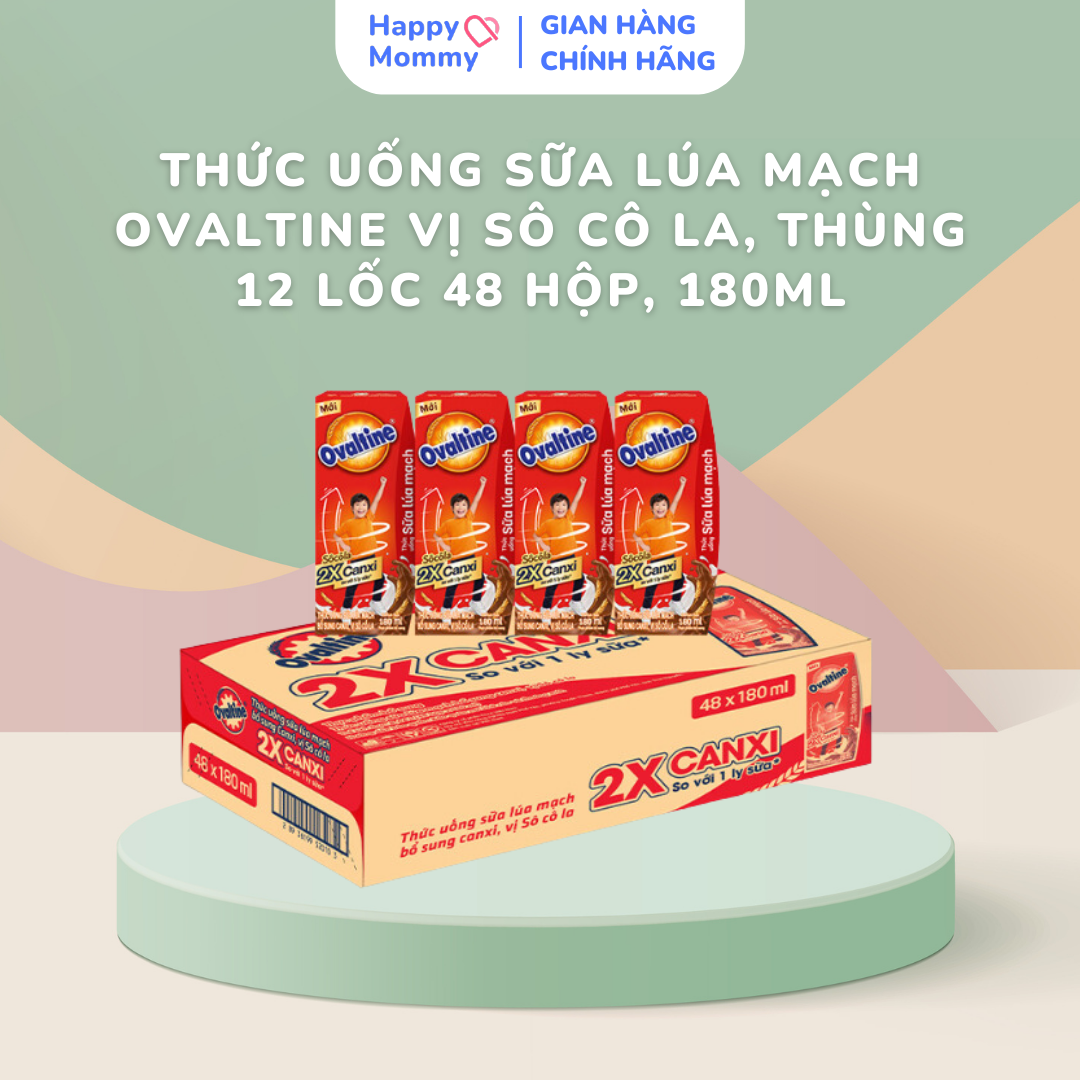 Thức uống sữa lúa mạch Ovaltine vị Sô cô la, THÙNG 12 lốc 48 hộp, 180ml