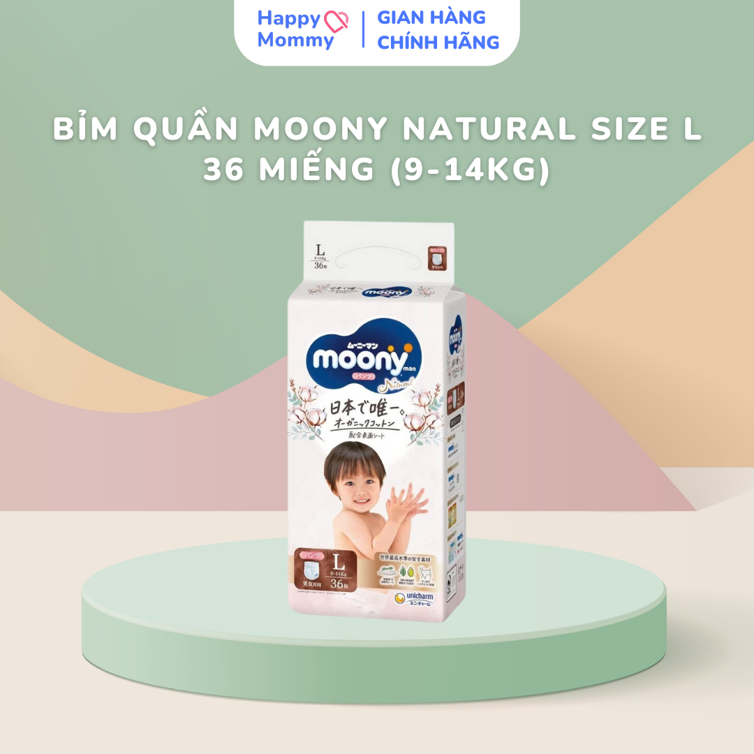 Bỉm Quần Moony Natural Size L 36 Miếng (9-14kg)