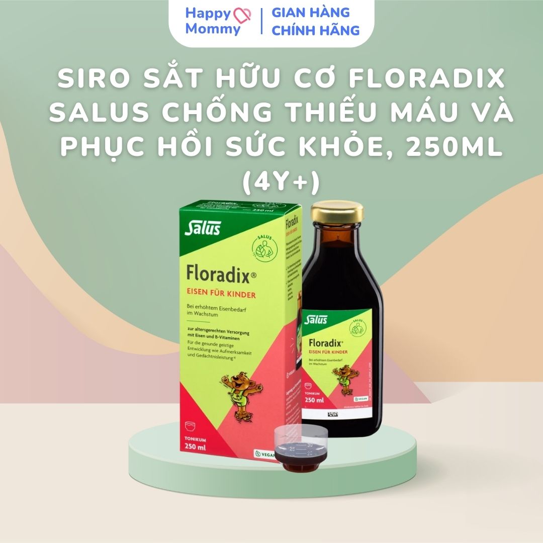 Siro sắt hữu cơ Floradix Salus chống thiếu máu và phục hồi sức khỏe, 250ml (4Y+)