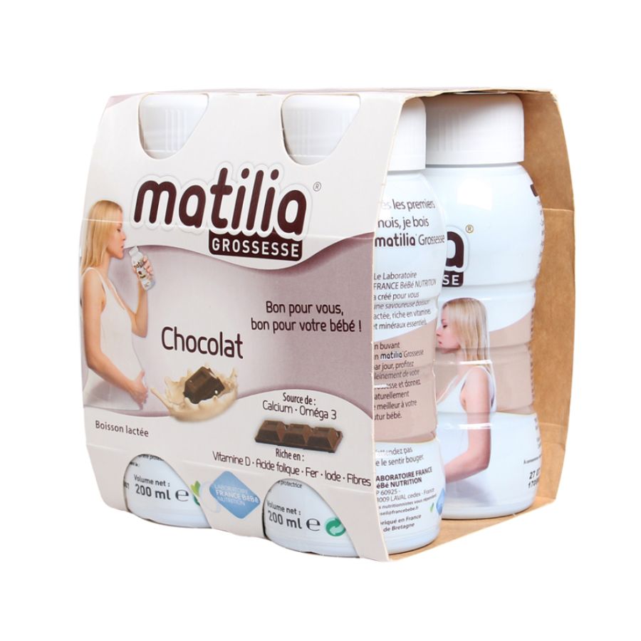 Sữa Bầu Matilia Pháp Vị Chocolate, Lốc 4 Hộp X 200ML