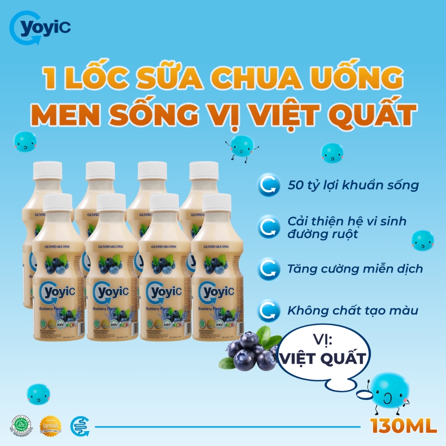 Sữa chua uống YOYIC, Lốc 8 chai x 130ml