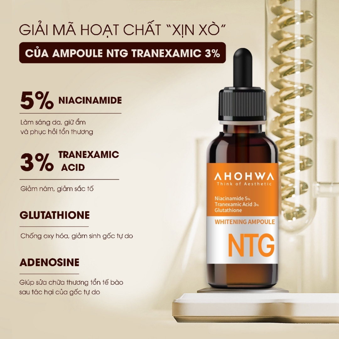 Tinh Chất Dưỡng Trắng, Mờ Thâm Nám Ahohwa Whitening Ampoule NTG, 30ml