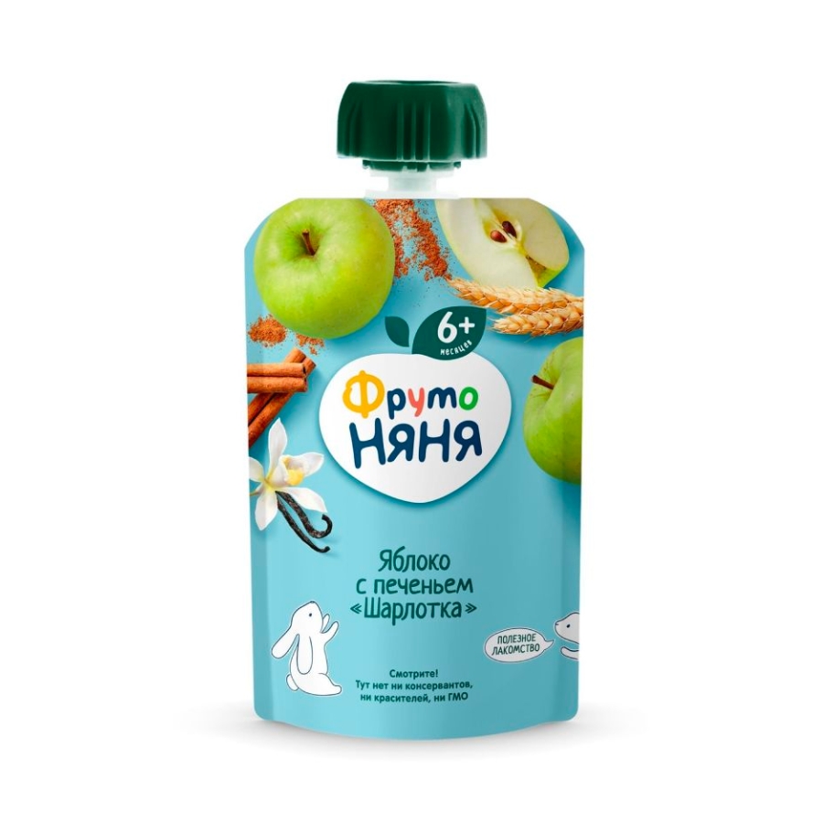 Trái Cây Nghiền Frutonyanya Nga Vị Táo, Vani, Quế, Lúa Mạch 90G (6M+)