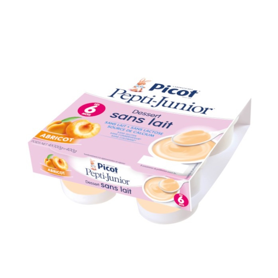 Váng Gạo Picot Pepti-Junior Pháp Cho Bé, Vị Đào, Vỉ 4 Hộp x 100g (6M+)