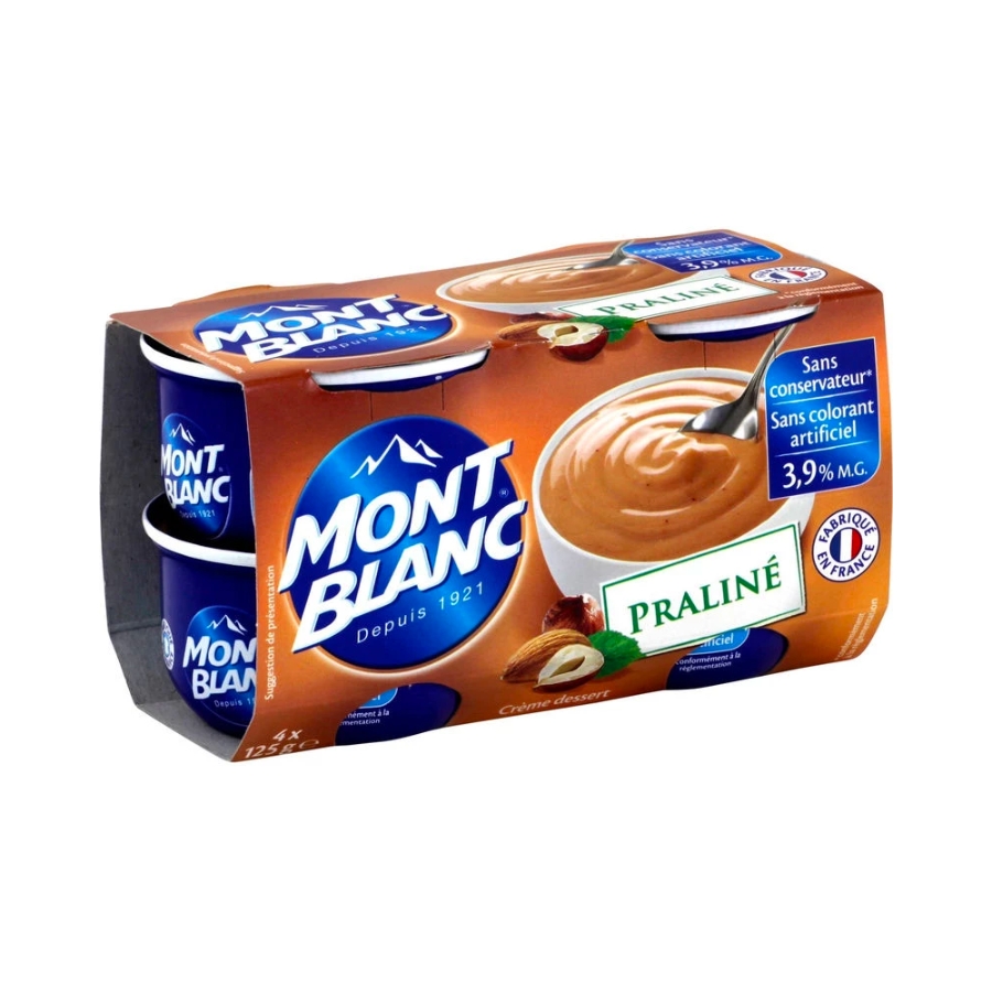 Váng Sữa Mont Blanc Vị Hạnh Nhân, Hạt Dẻ, Lốc 4 Hủ x 125g