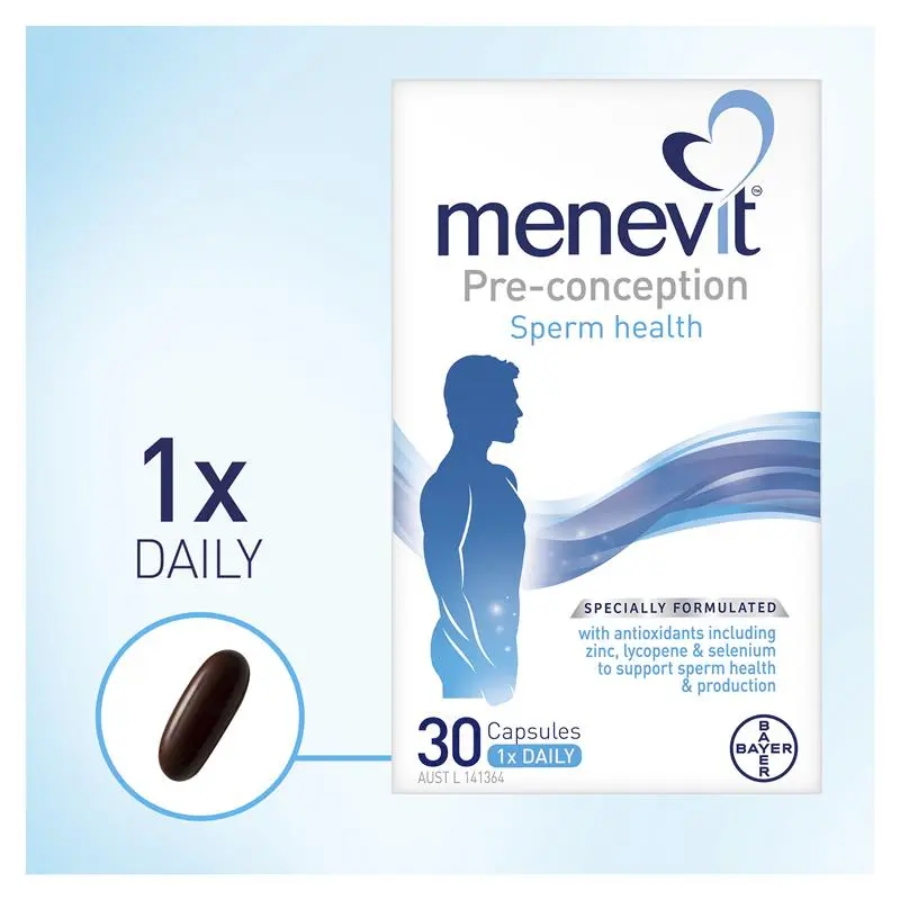 Viên Uống Tăng Cường Tinh Trùng Cho Nam Menevit Pre-conception Sperm Health, 90 Viên