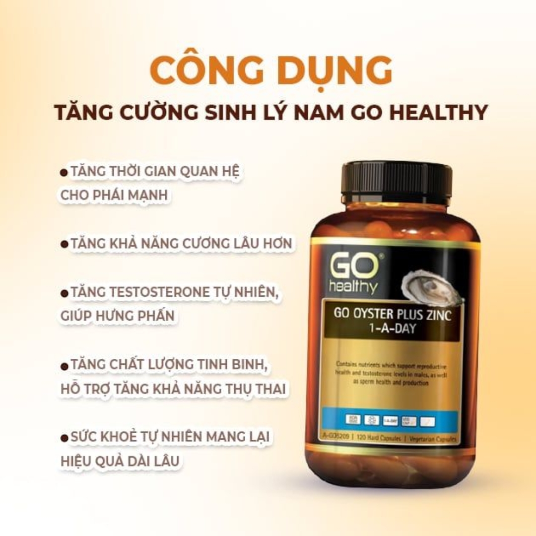 Viên Uống Tinh Chất Hàu GO Healthy Oyster Plus Zinc 1-A-Day Úc, 120 Viên