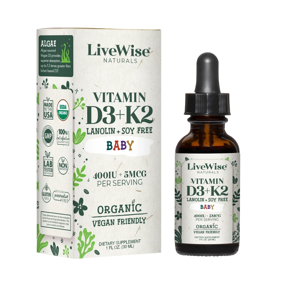 Vitamin D3 + K2(MK-7) LiveWise Baby Mỹ Cho Trẻ Nhỏ 30Ml