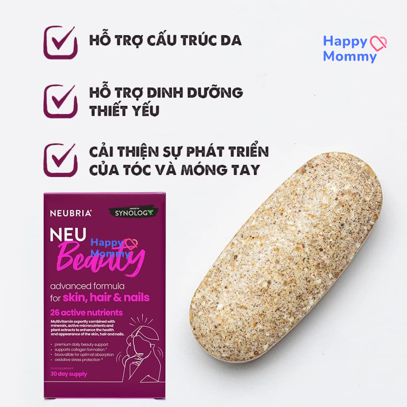 Vitamin Tổng Hợp Cho Da, Tóc, Móng Tay Neubria Neu Beauty Anh, 30 Ngày