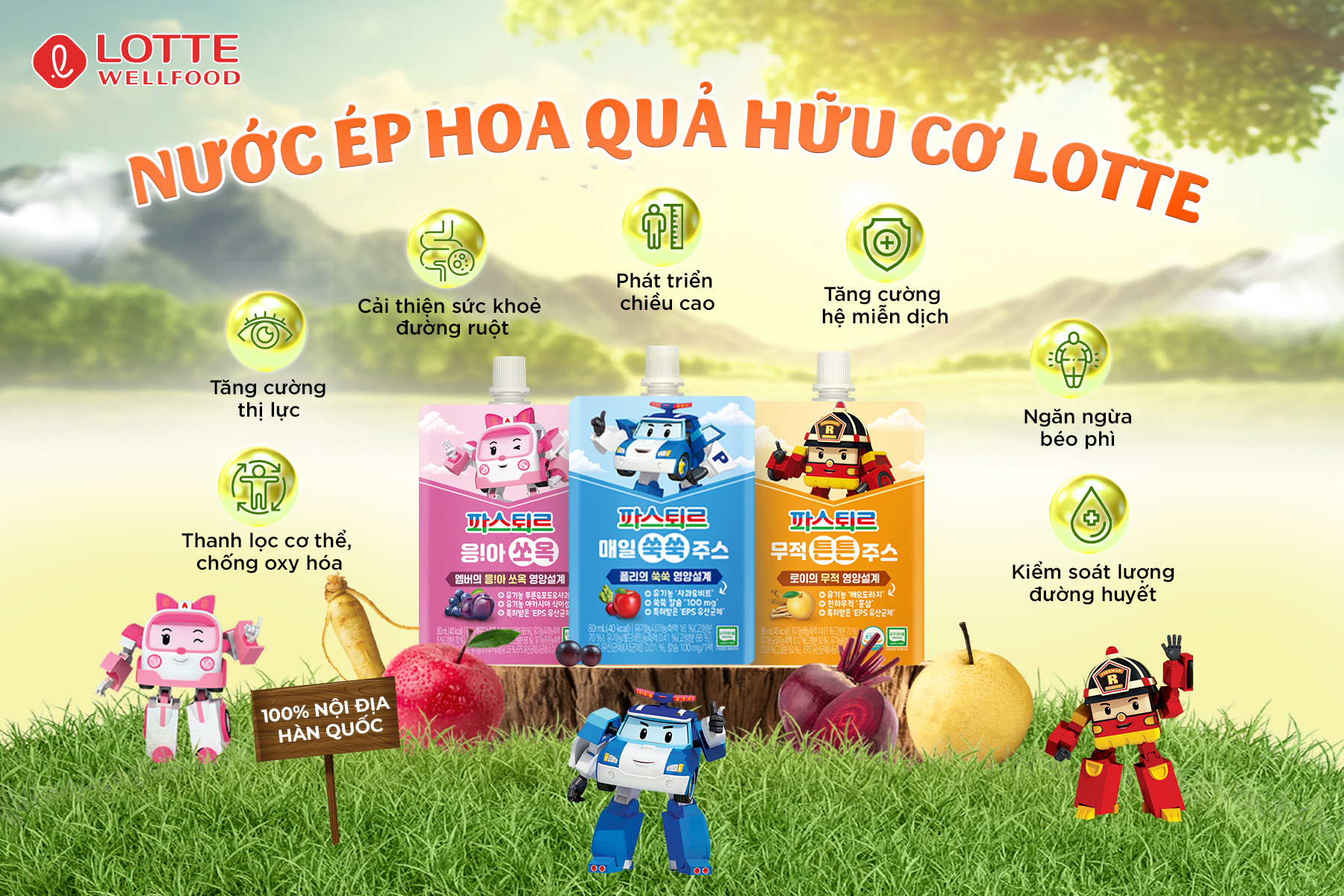 Nước Dinh Dưỡng Lotte Từ Hoa Quả Và Rau Củ Organic