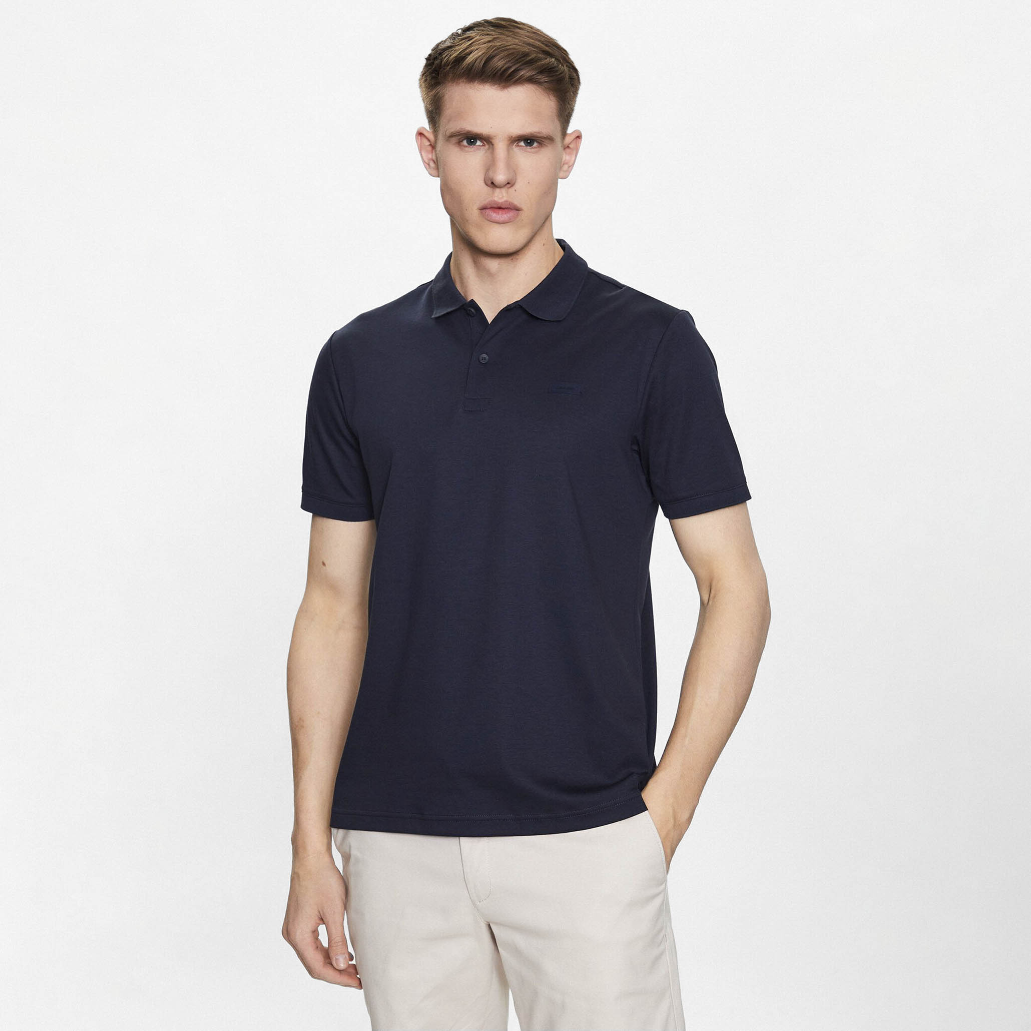 Áo Polo Calvin Klein Smooth Cotton Slim / Night Sky
