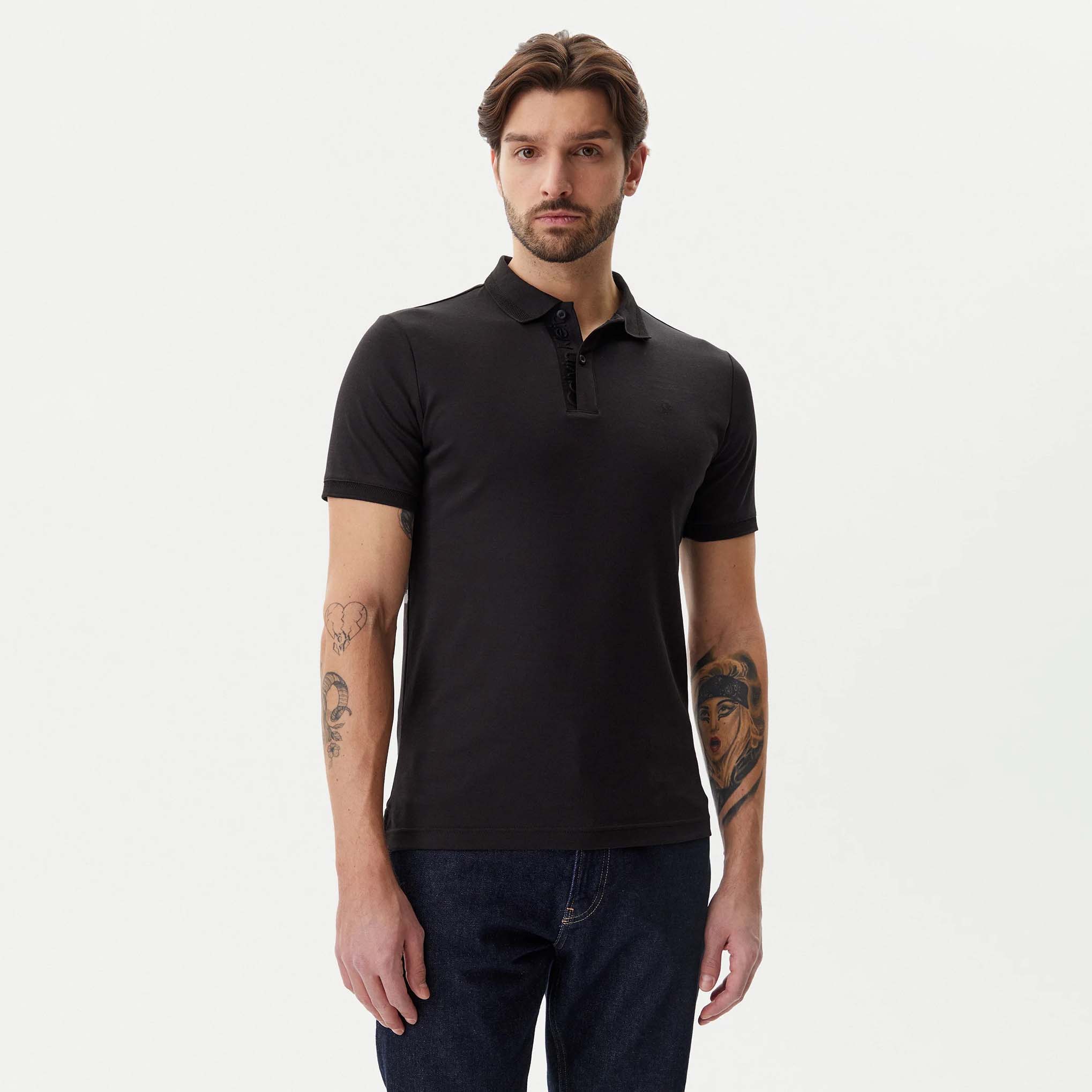 Áo Polo Calvin Klein Liquid Touch Texture Collar / Black