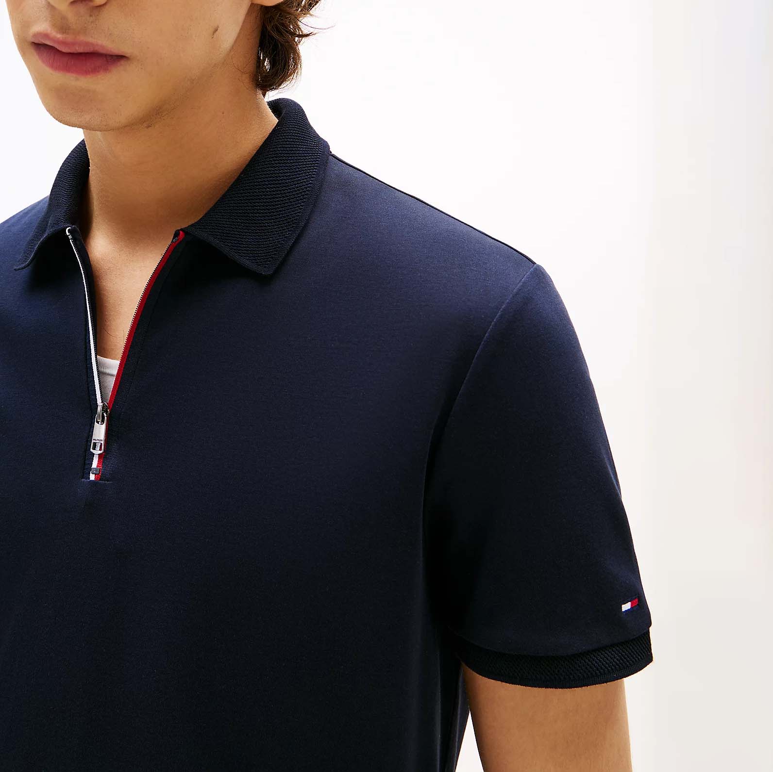 Áo Polo Tommy Hifiger Interlock Zip Reg /Desert Sky