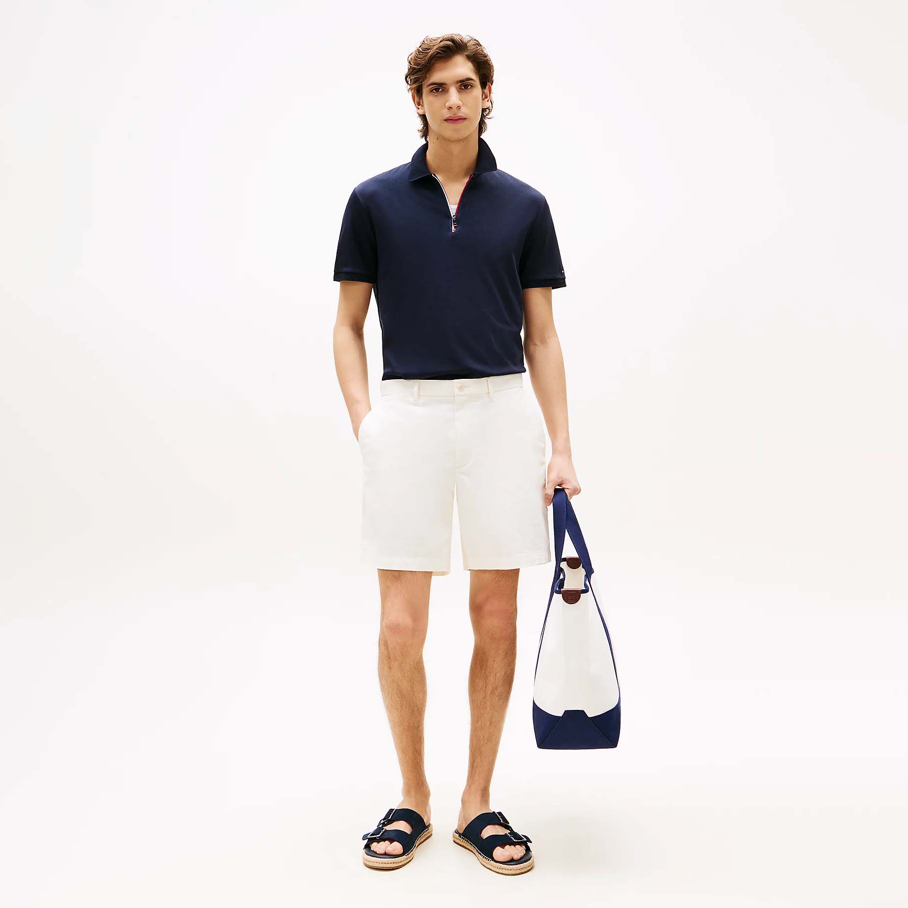 Áo Polo Tommy Hifiger Interlock Zip Reg /Desert Sky