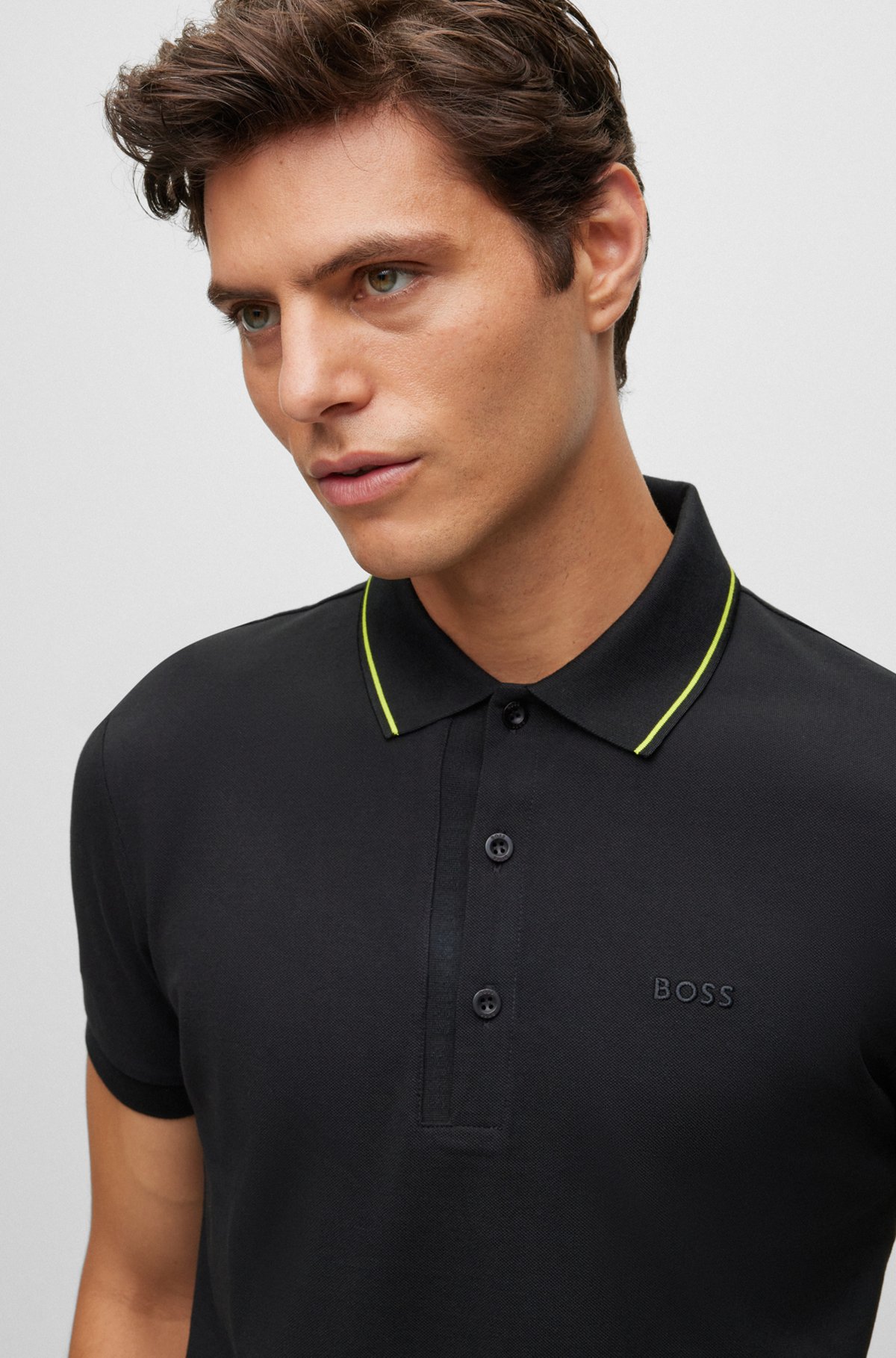 Áo Polo Hugo Boss Slim Fit With Branded Planket Black