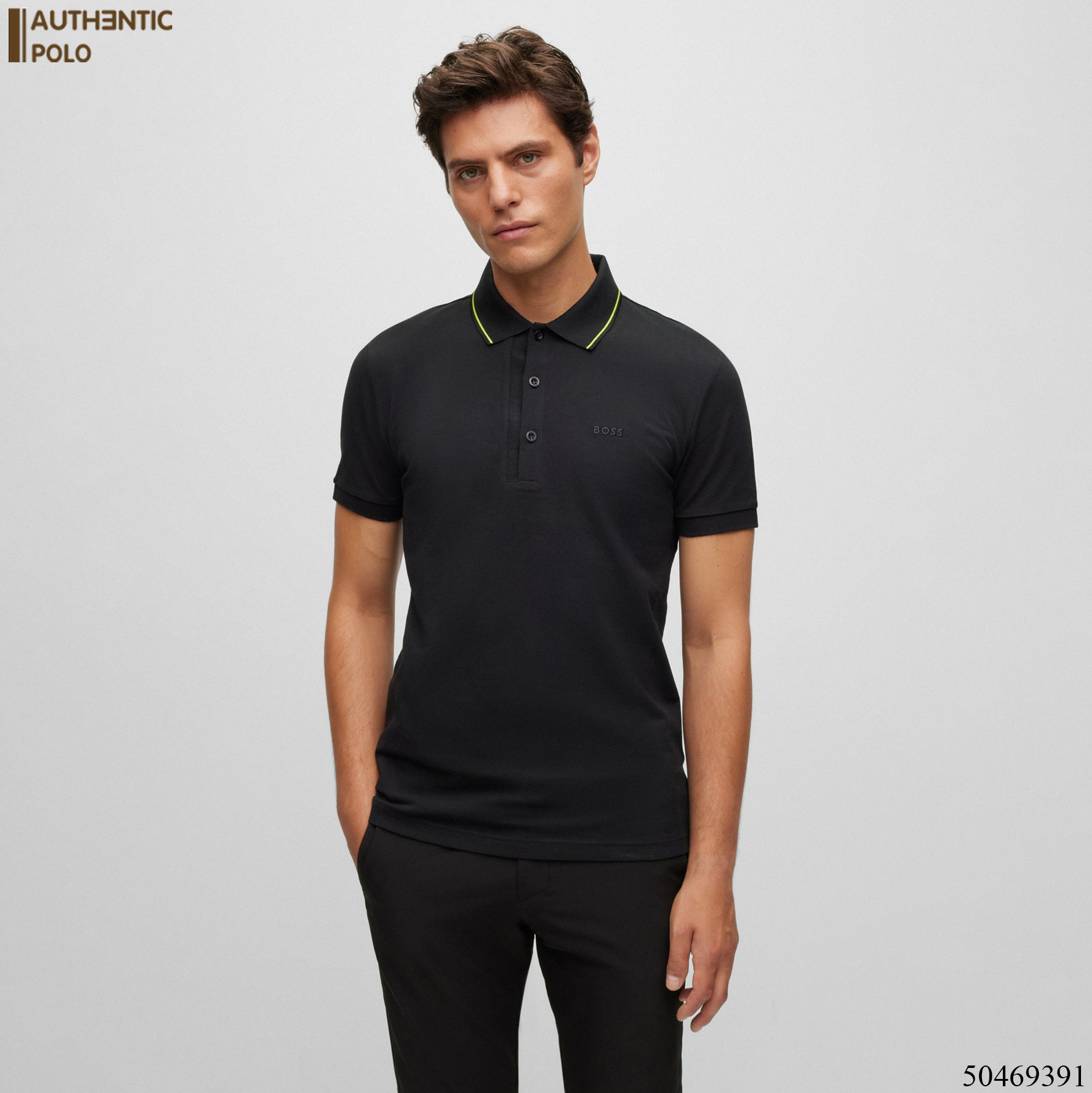 Áo Polo Hugo Boss Slim Fit With Branded Planket Black
