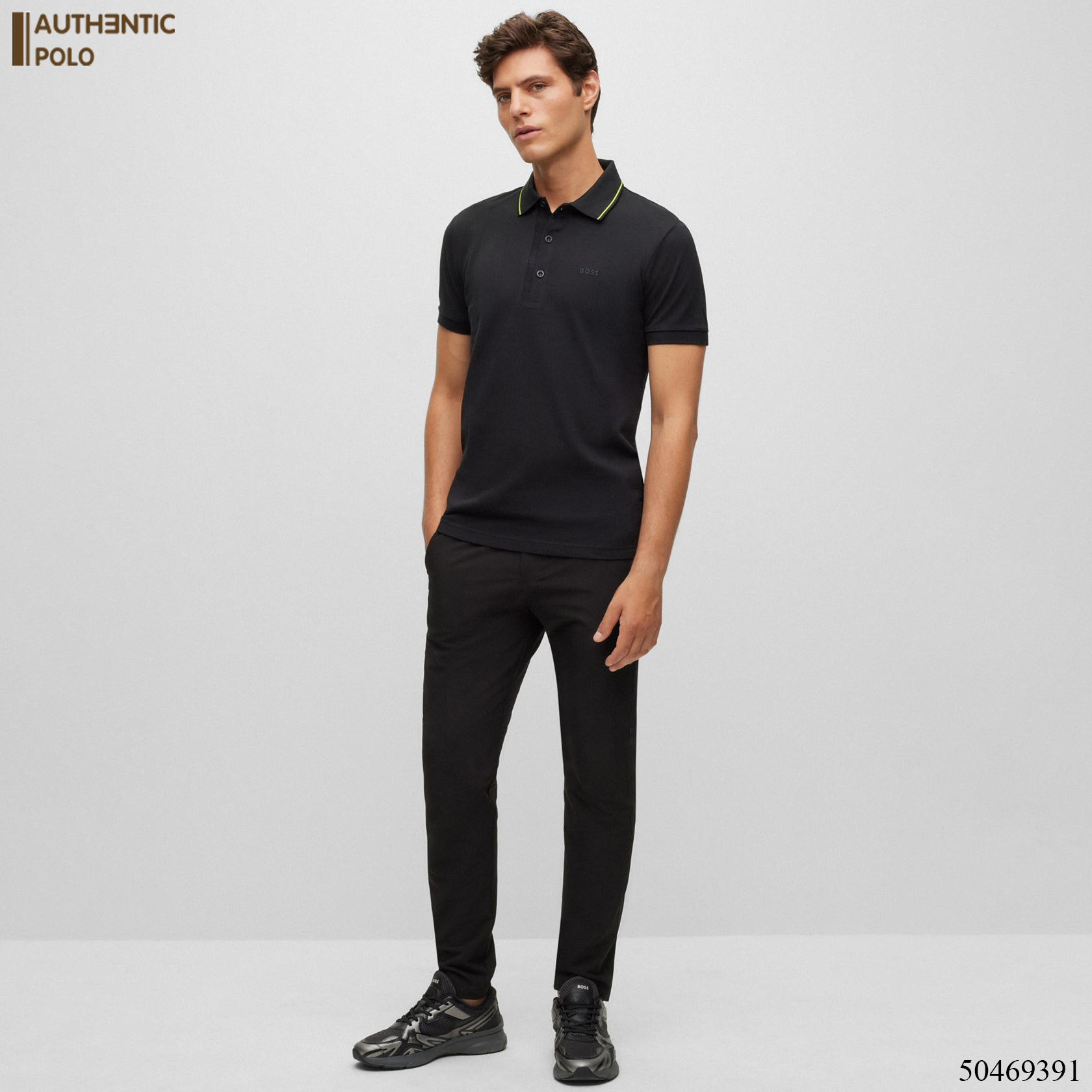 Áo Polo Hugo Boss Slim Fit With Branded Planket Black