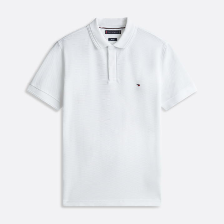 Áo Polo Tommy Hilfiger Bubble Stitch Reg / White
