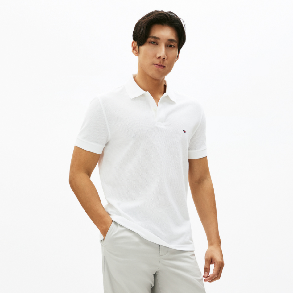 Áo Polo Tommy Hilfiger Bubble Stitch Reg / White