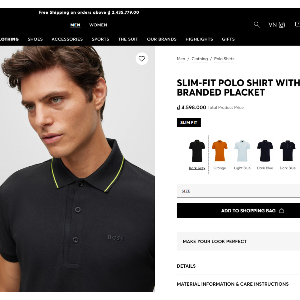 Áo Polo Hugo Boss Slim Fit With Branded Planket Black