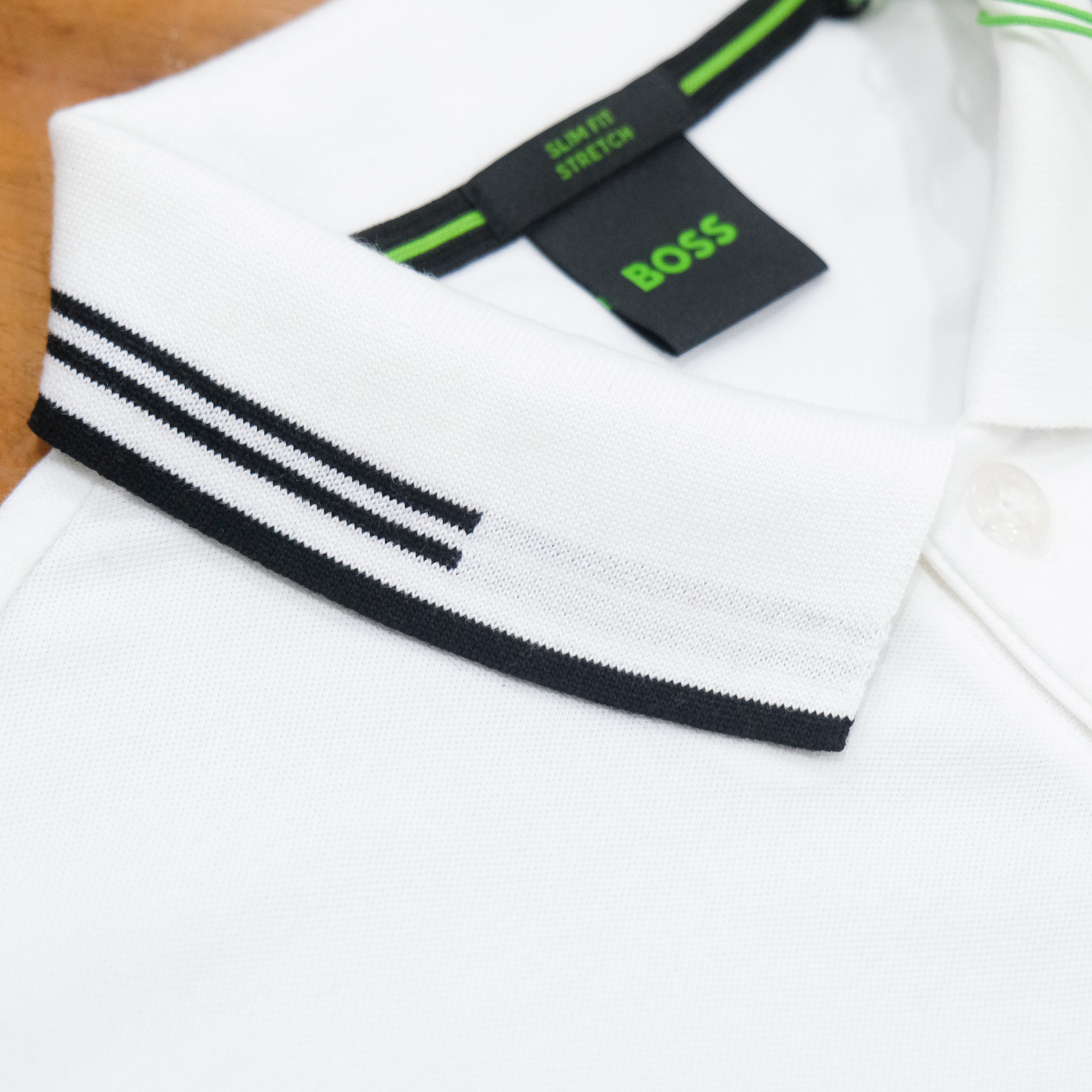 Áo Polo Hugo Boss Stretch  Cotton Slim Fit With Curved Logo -White