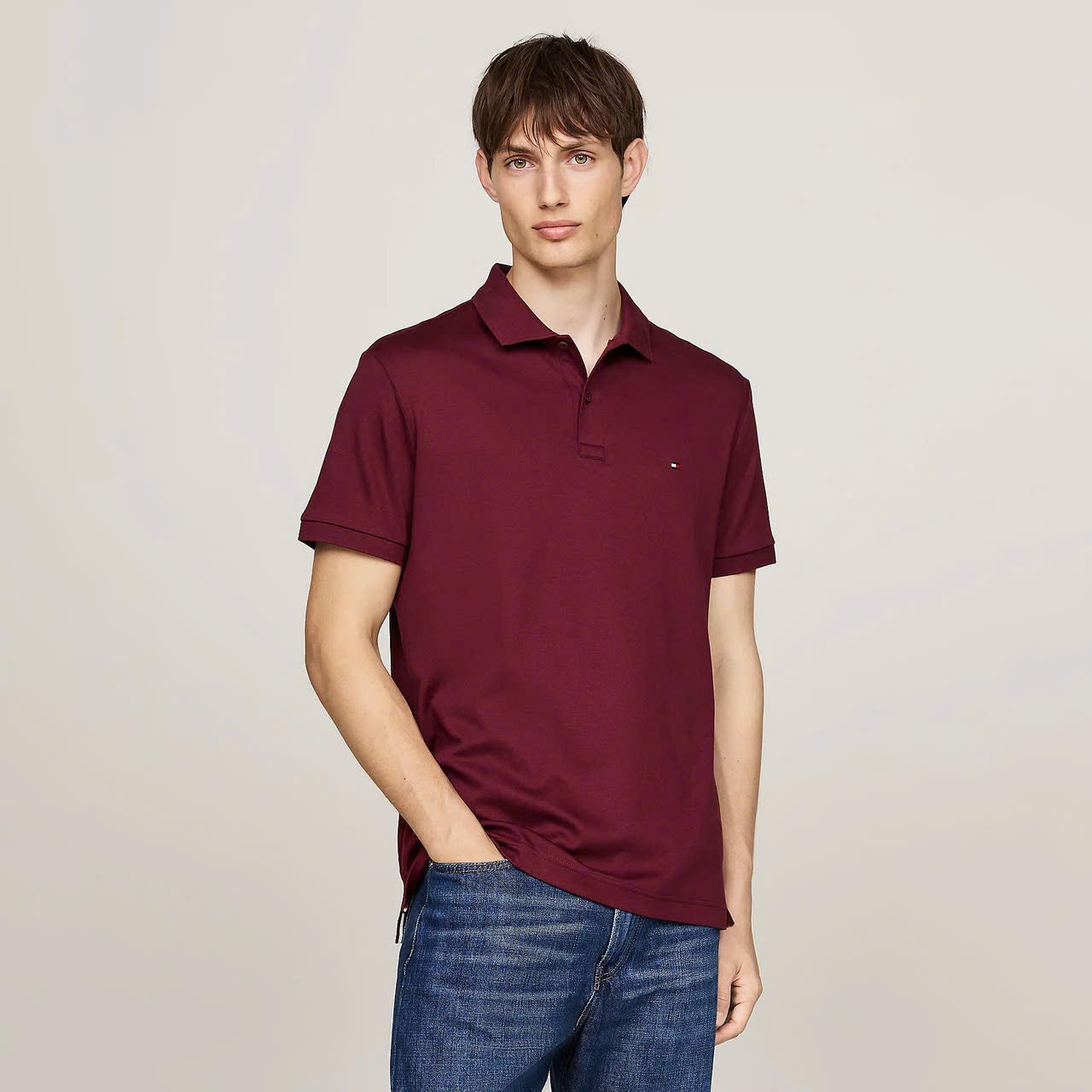 Áo Polo Tommy Hilfiger Liquid Cotton Essential Deep Rouge