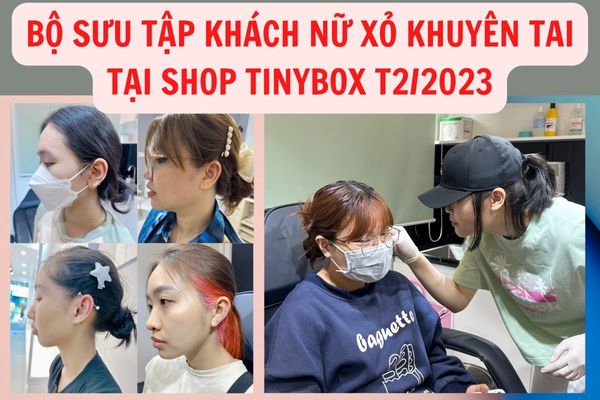 Hình ảnh xỏ khuyên tai nữ đẹp tại shop TinyBox 2/2023