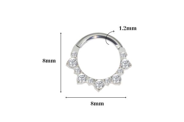 Khuyên tròn Titan F136 cá tính đá trắng