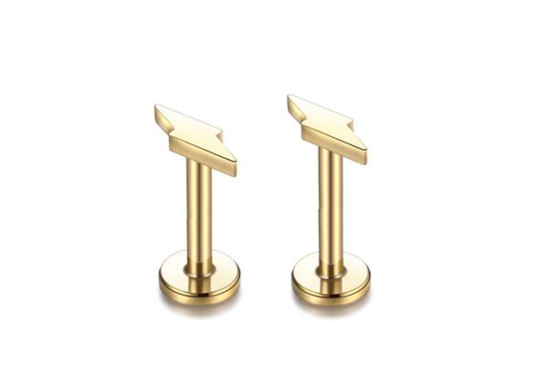 Bông tai sấm sét màu vàng - Thép không gỉ - 2 size
