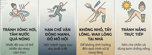 các điểu cần tránh sau khi triệt lông để da mau ổn định