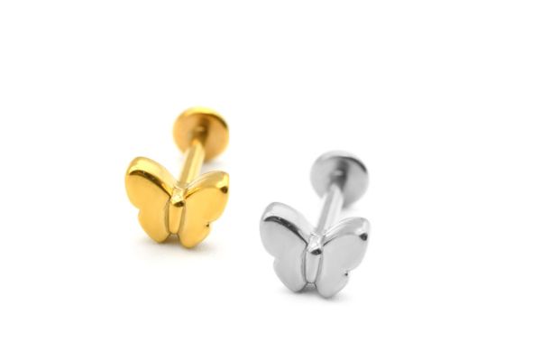 Bông tai bươm bướm Thép 316L, 2 màu - 1.2*10mm