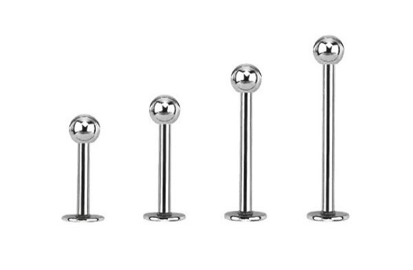 Khuyên thẳng cơ bản đầu bi màu bạc nhiều size