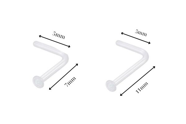 Khuyên thủy tinh chữ L giấu lỗ xỏ - Có 2 size