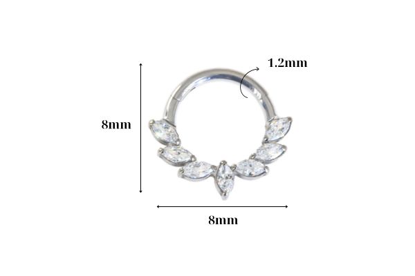 Khuyên tròn Titan F136 vương miệng đá trắng