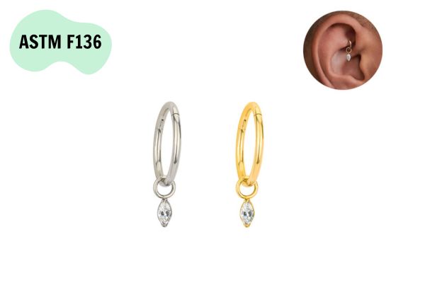 Khuyên tròn Titanium thả hạt - 2 màu - 1.2*8mm