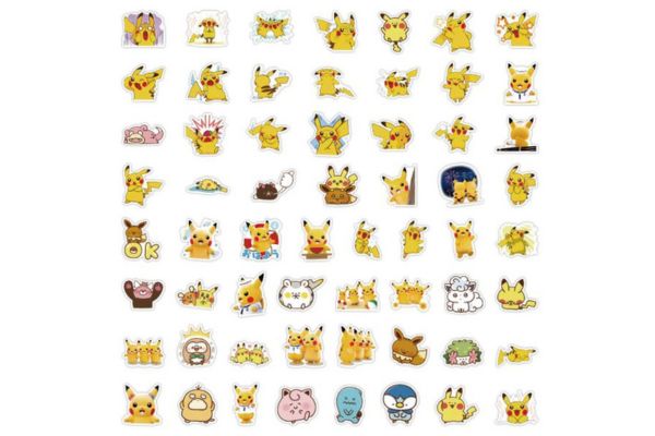 Set 60 miếng dán hoạt hình Pokemon - PIKACHU