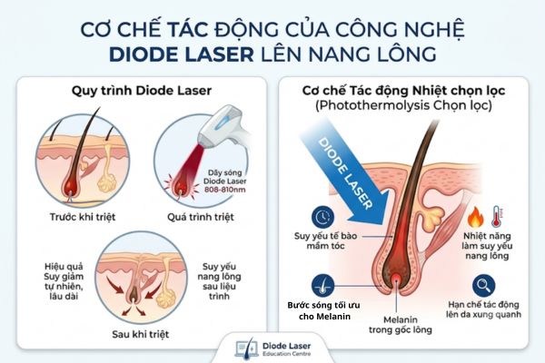 cơ chế tác động lên nang lông của công nghệ diode laser