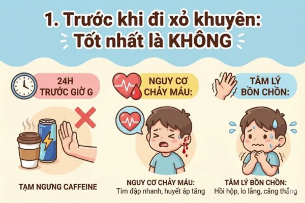 trước khi xỏ khuyên tốt nhất không nên uống cà phê