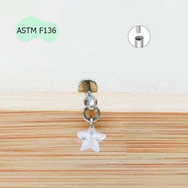 Bông tai Titan hình ngôi sao lấp lánh - 1.2*10mm