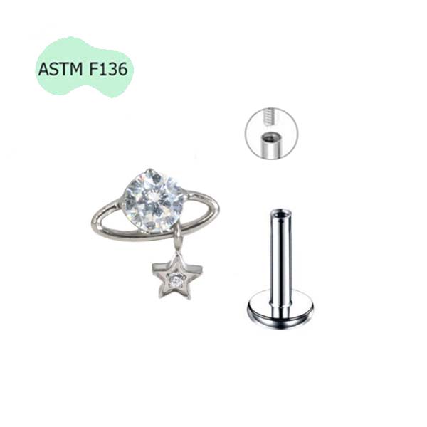 Khuyên tai Titanium hình vũ trụ - 1.2*8mm