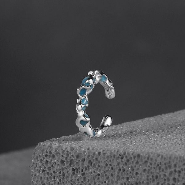 Khuyên tai kẹp đá xanh Unisex - Chất liệu hợp kim - 10mm