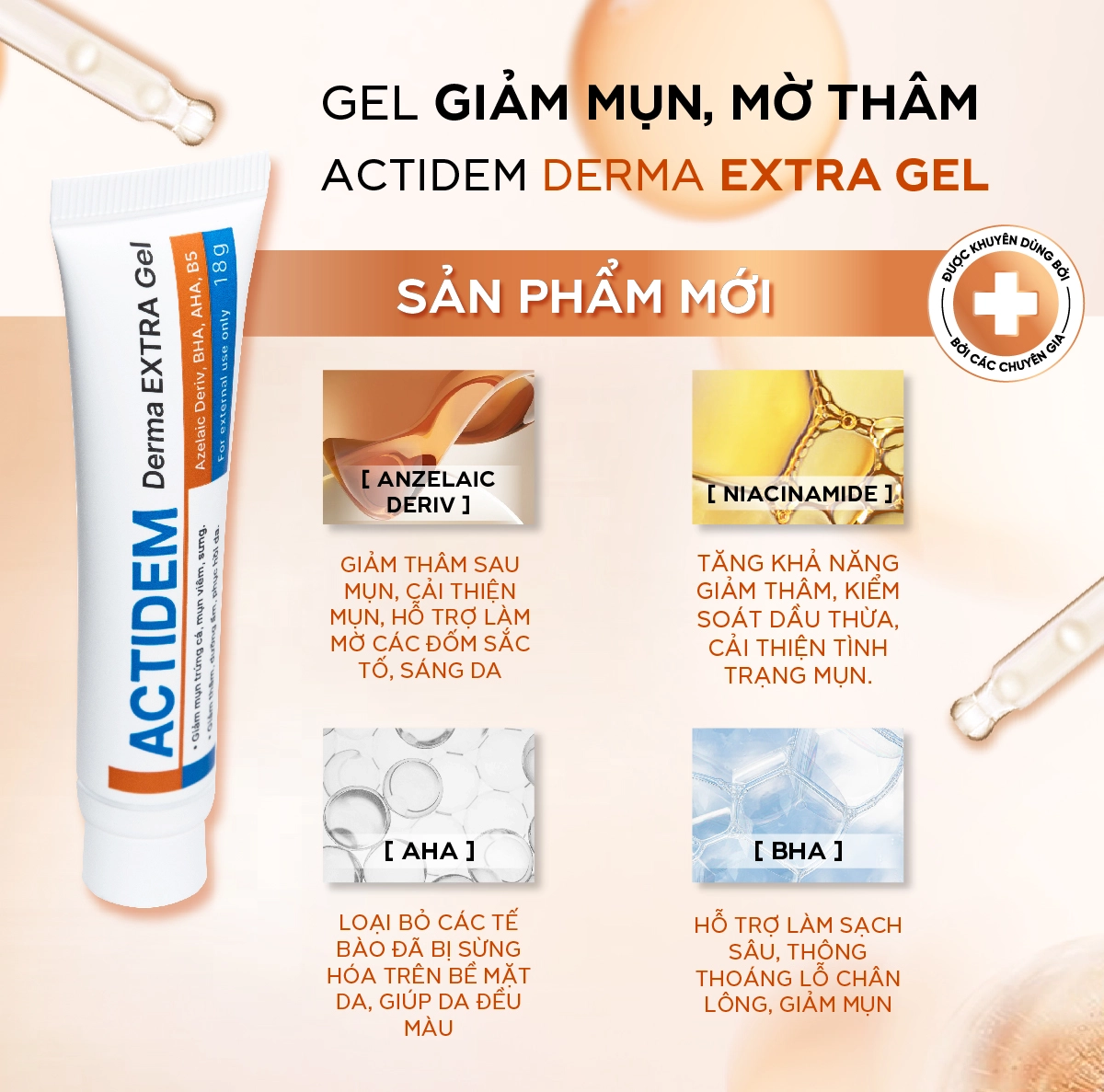 Gel giảm mụn mờ thâm Actidem Derma Extra Gel