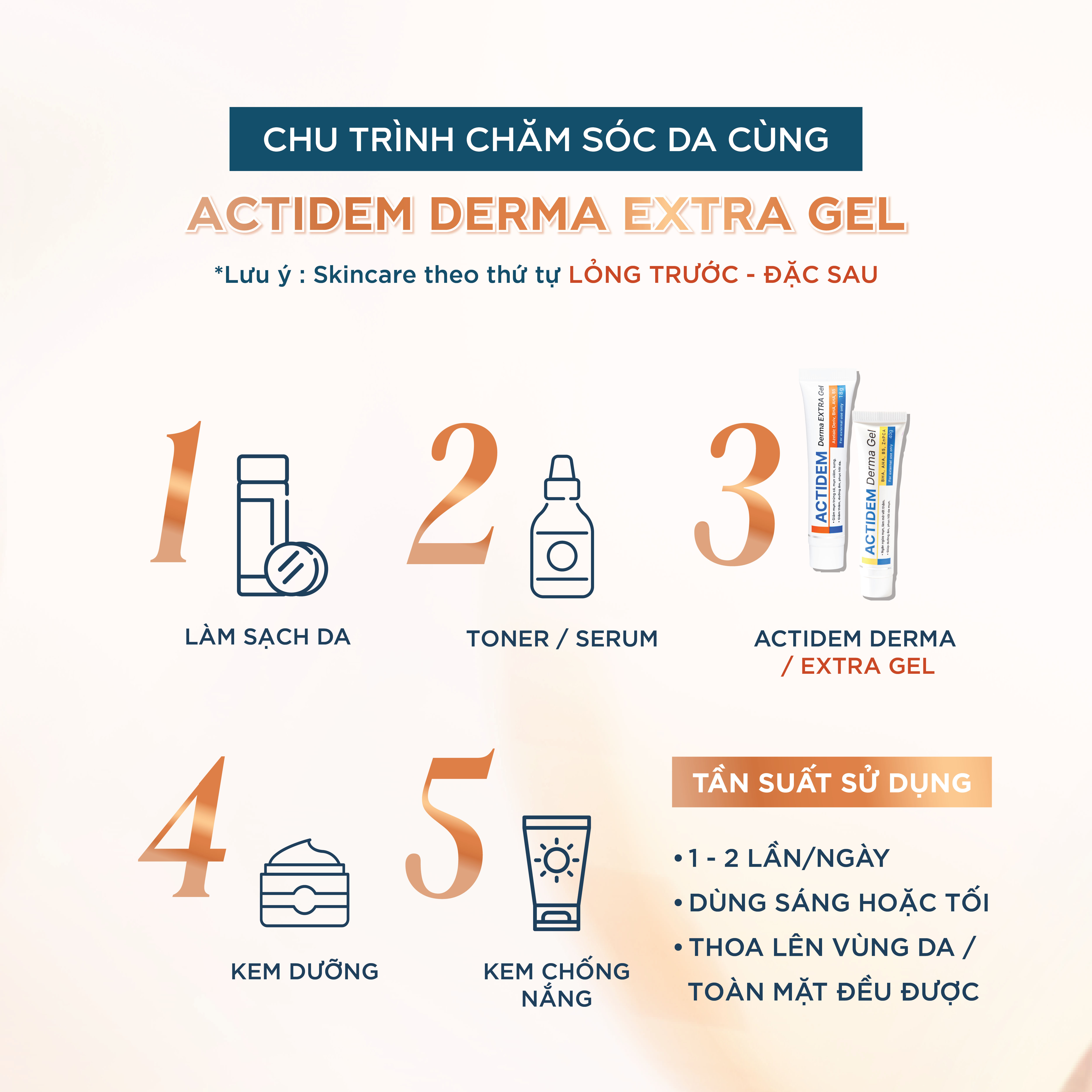 Hướng dẫn sử dụng Gel Giảm Mụn Mờ Thâm Actidem Derma Extra Gel