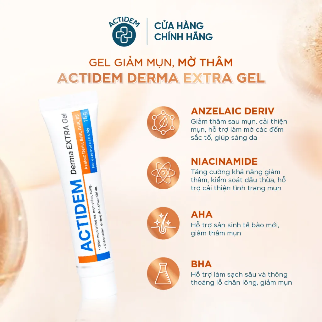 Gel giảm mụn mờ thâm Actidem Derma